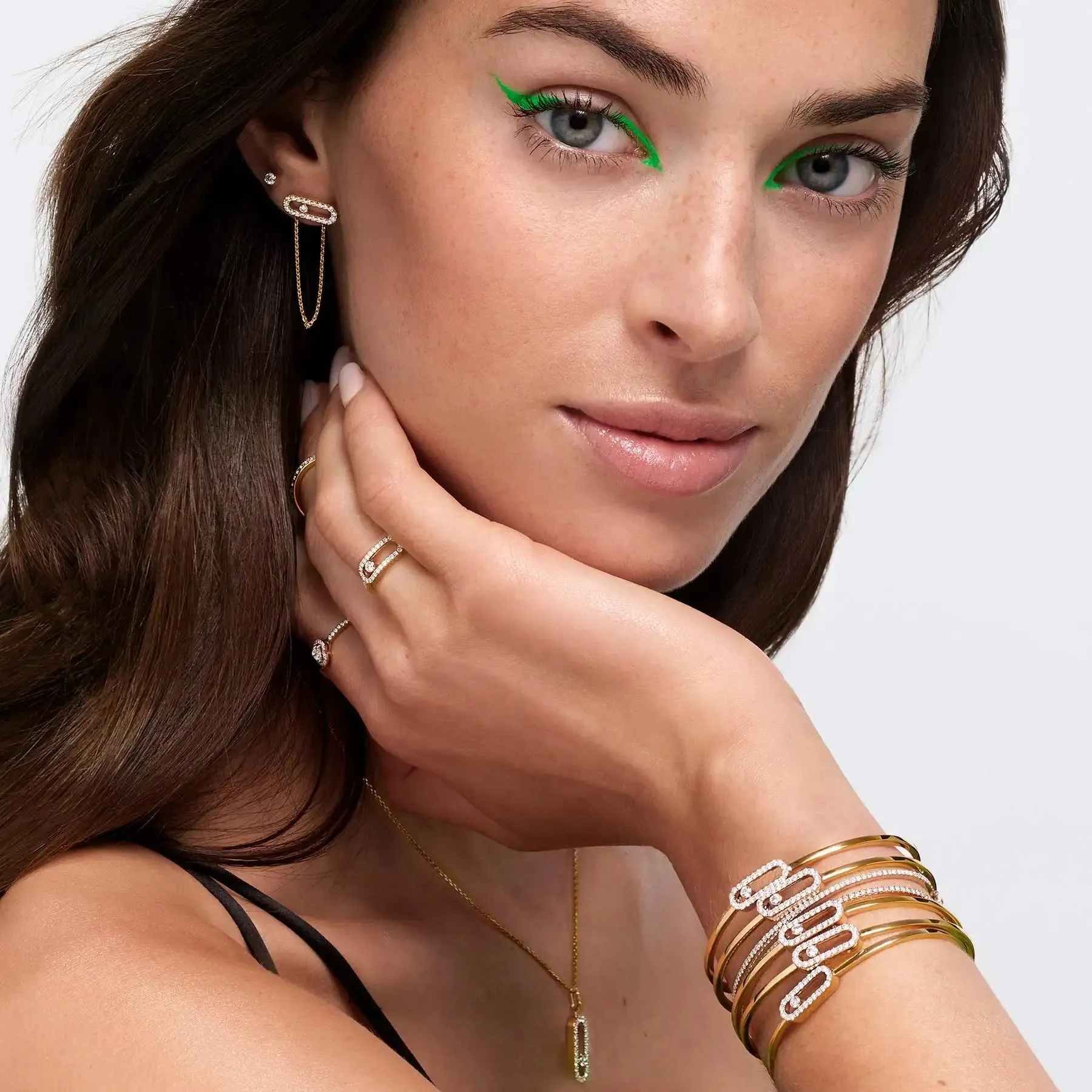 0.33ctw Yellow Gold Diamond Pavé Bangle Bracelet