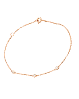3 Diamond Bezel Bracelet - 14K Rose Gold