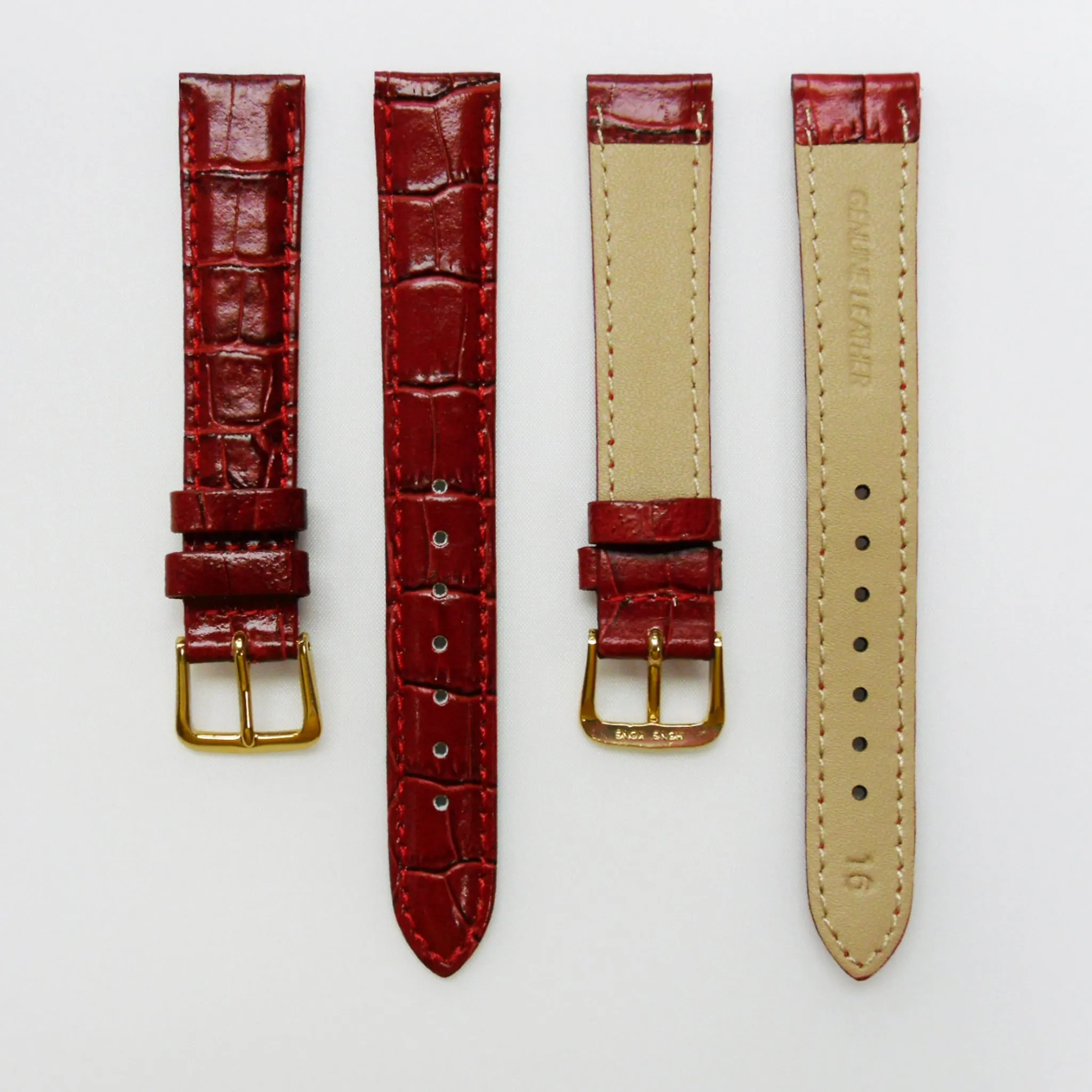 Crocodile Watch Grain Strap For Men 16 MM Band Black Color, Regular Size, Watch Band Replacement